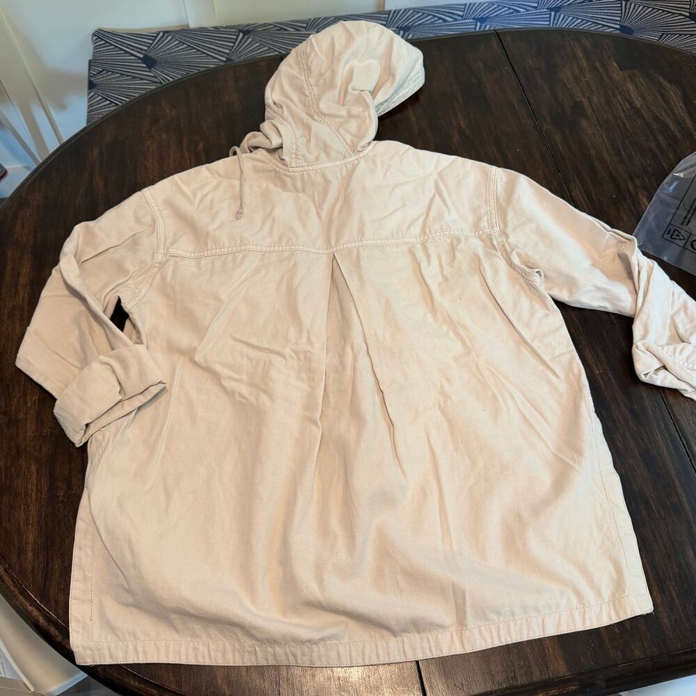 urban outfitters cotton khaki pullover hooded jacket split side hem womens M - Picture 3 of 8
